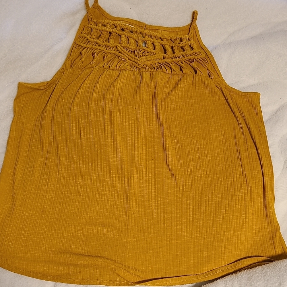 Maurices Gold Ribbed Cropped Tank Top